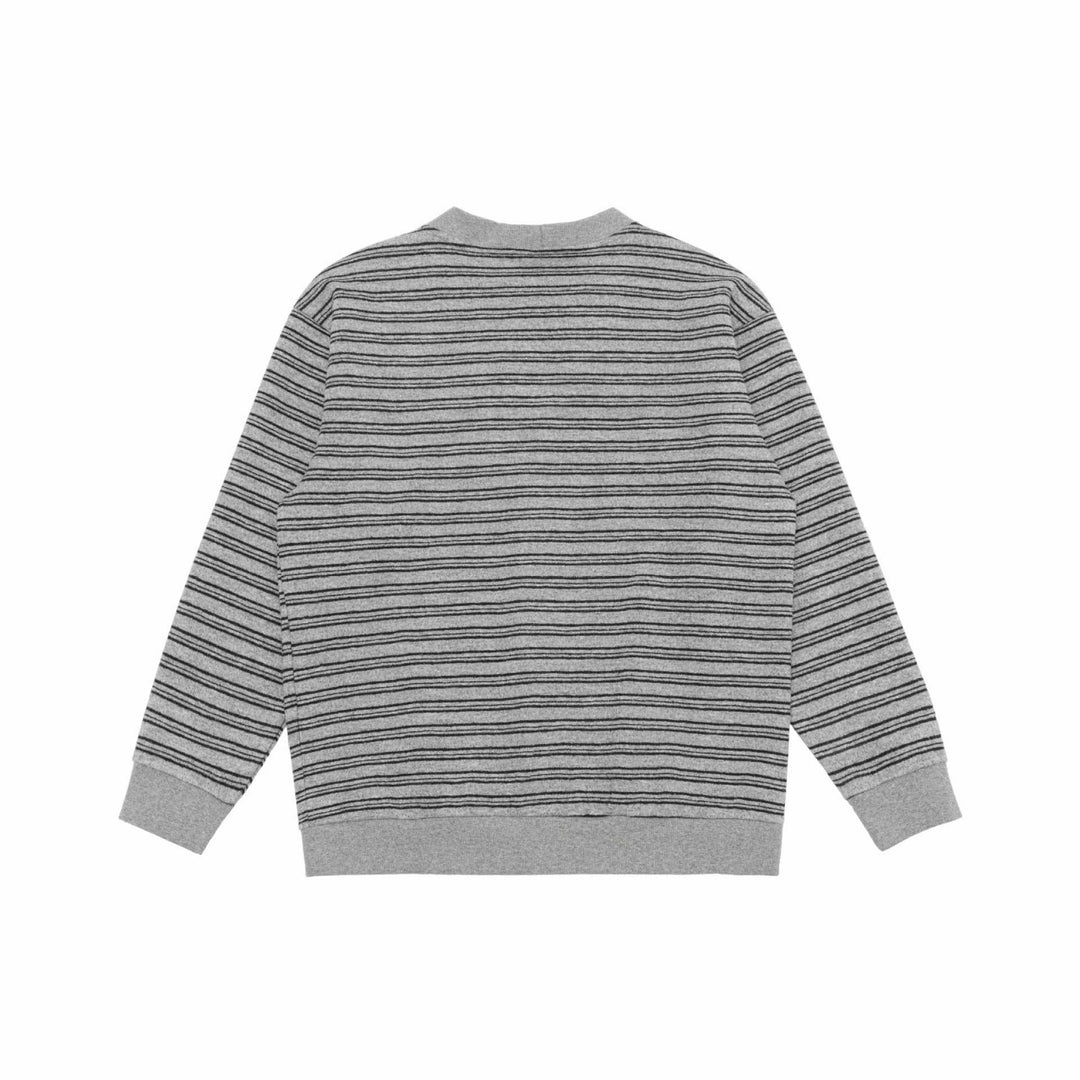 Herren Gestreifte Knopfcardigan mit V‑Ausschnitt, Eingrifftaschen und Rippenbündchen Drune
