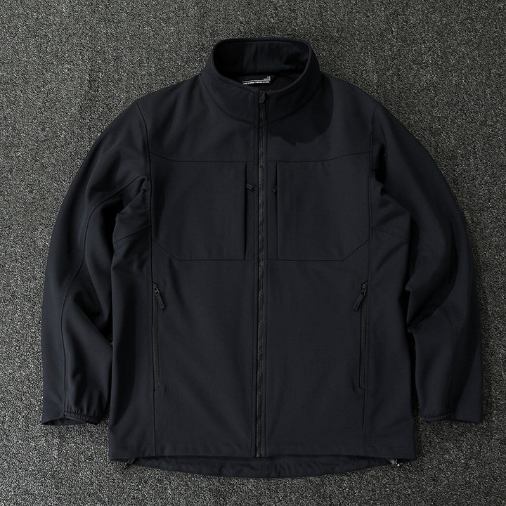 Herren Technische Softshelljacke mit Stehkragen und verdeckten Reißverschlusstaschen Drune