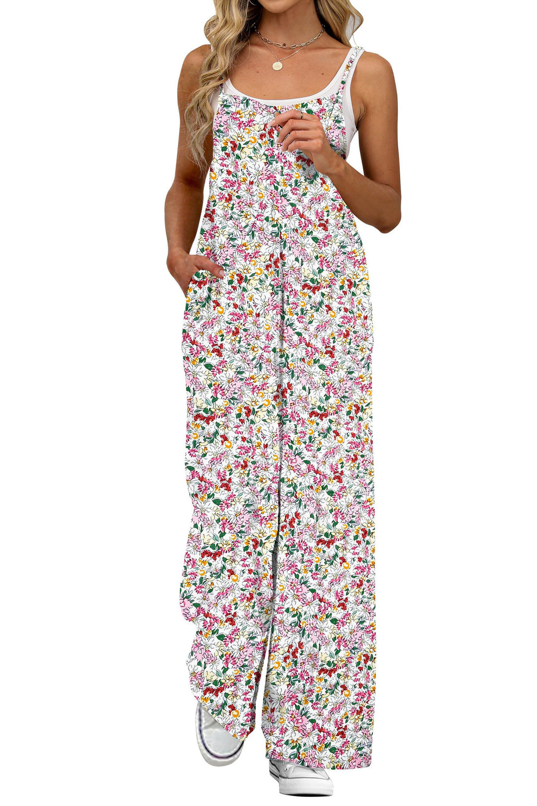 Damen Lässiger Jumpsuit mit floralen Mustern und praktischen Taschen Drune