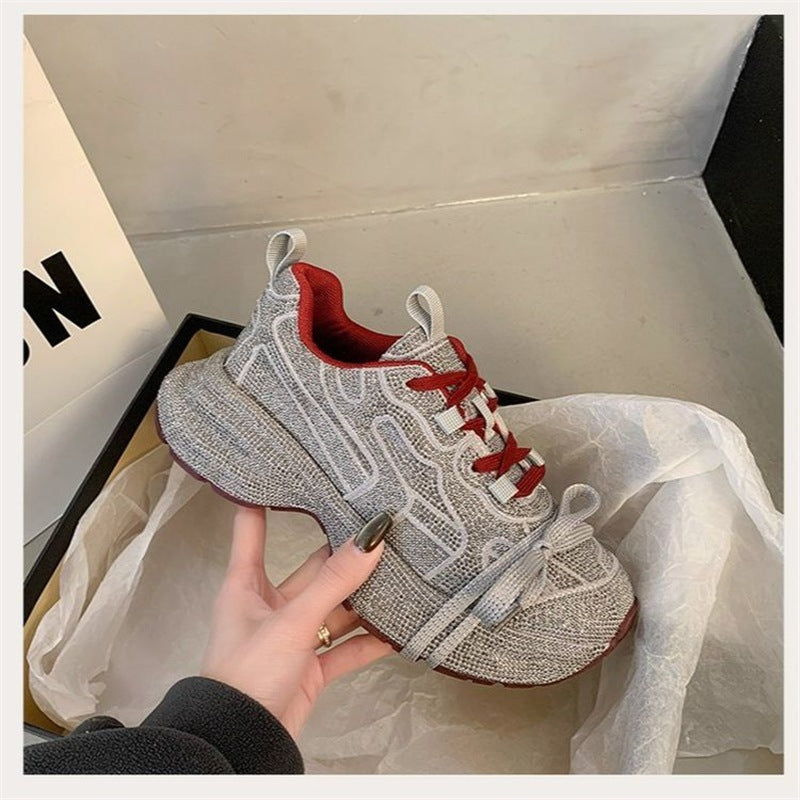 Damen Statement‑Sneaker mit strukturiertem Netz‑Mesh, überhöhter Plateau‑Sohle und gepolstertem Komfortfutter Drune