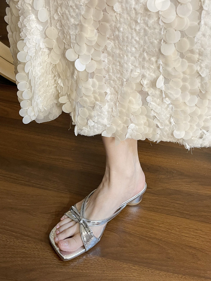 Damen Mules mit elegantem Schleifen-Design und komfortablem Blockabsatz Drune