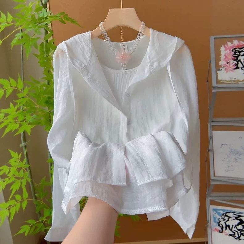 Damen leichte Sommerjacke mit Rüschendesign Drune