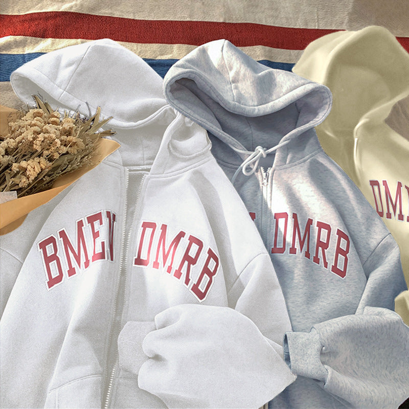 Damen Kapuzenjacke mit durchgehendem Reißverschluss und modischem Aufdruck Drune