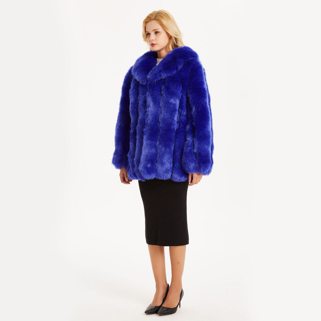 Damen Luxuriöse Kunstfelljacke mit voluminösen Ärmeln Drune