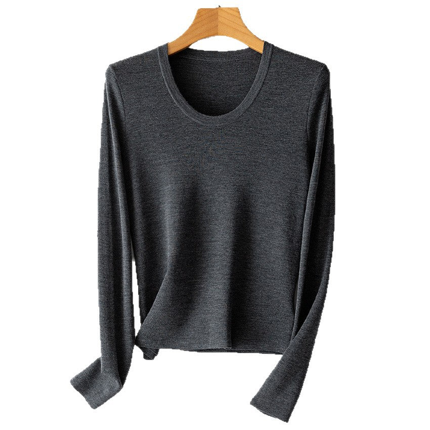 Damen Feinstrick-Langarmshirt mit Rundhalsausschnitt und leichter A-Linie Drune