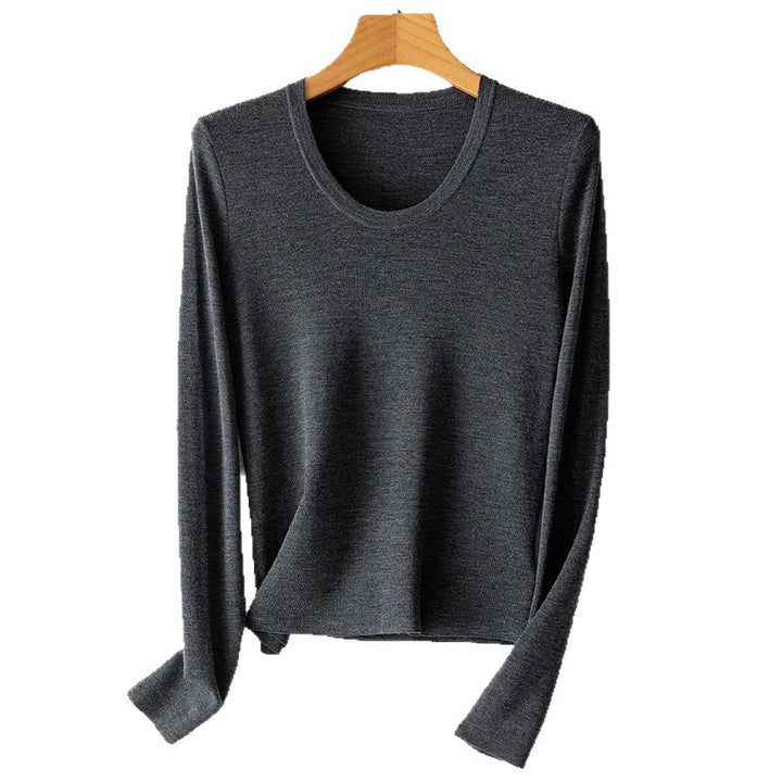 Damen Feinstrick-Langarmshirt mit Rundhalsausschnitt und leichter A-Linie Drune
