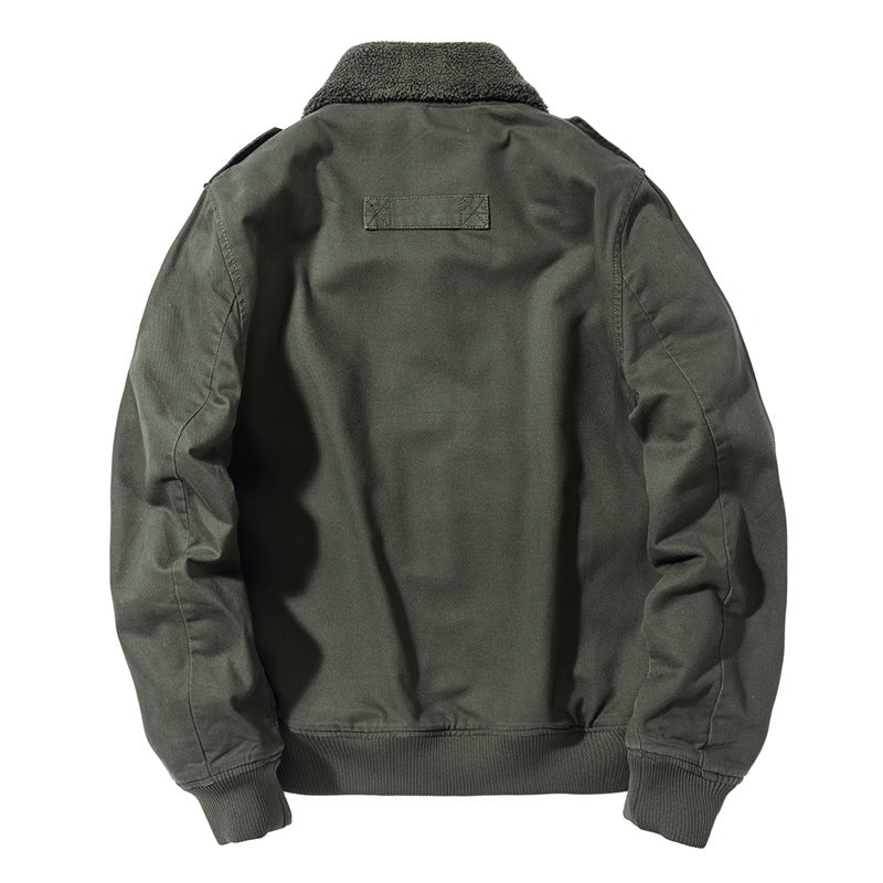 Herren nan Canvas-Pilotjacke mit Sherpa-Kragen, gesteppter Innenlage und Ärmel-Reißverschlusstasche Drune