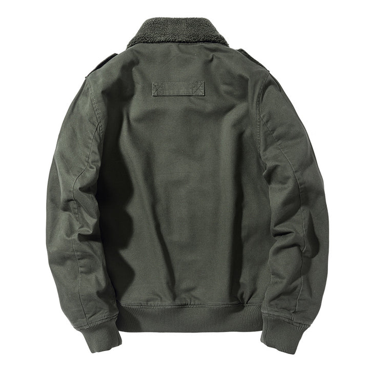 Herren nan Canvas-Pilotjacke mit Sherpa-Kragen, gesteppter Innenlage und Ärmel-Reißverschlusstasche Drune