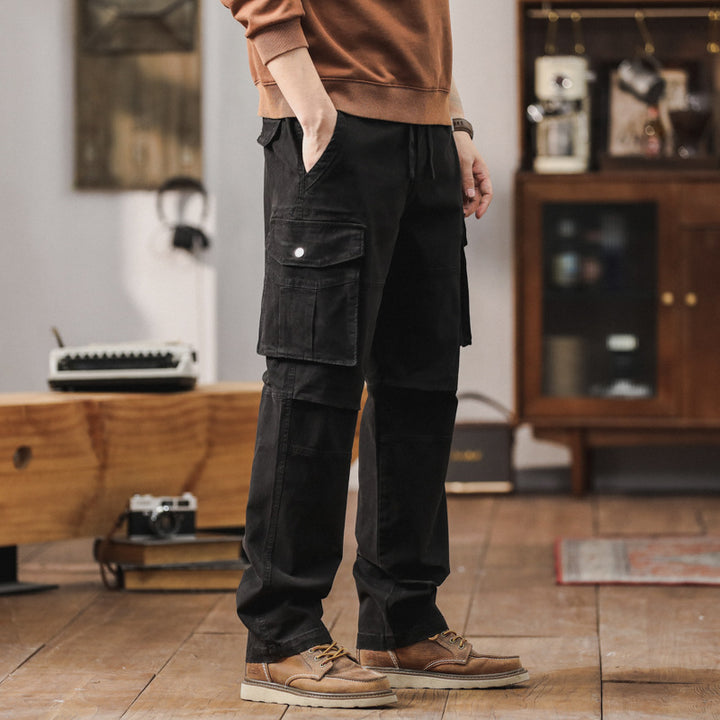 Herren Cargo-Hose im Utility-Stil mit Elastikbund, Kordelzug und Mehrfach-Taschen Drune