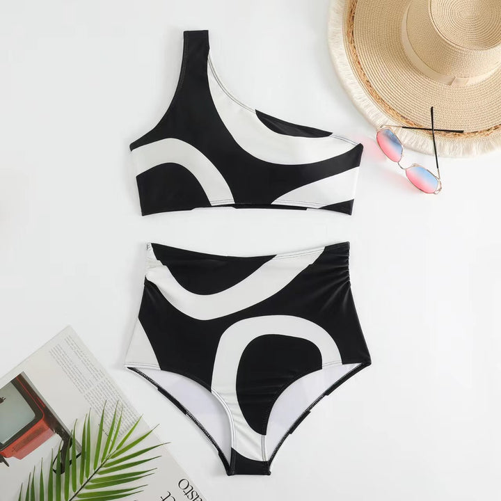 Damen Bikini-Set mit asymmetrischem Oberteil und elegantem Wickelrock Drune