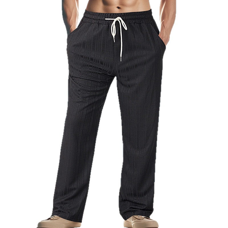 Herren Leichtgewichtige Struktur-Loungehose mit elastischem Tunnelzugbund und geradem Relaxed-Fit Drune