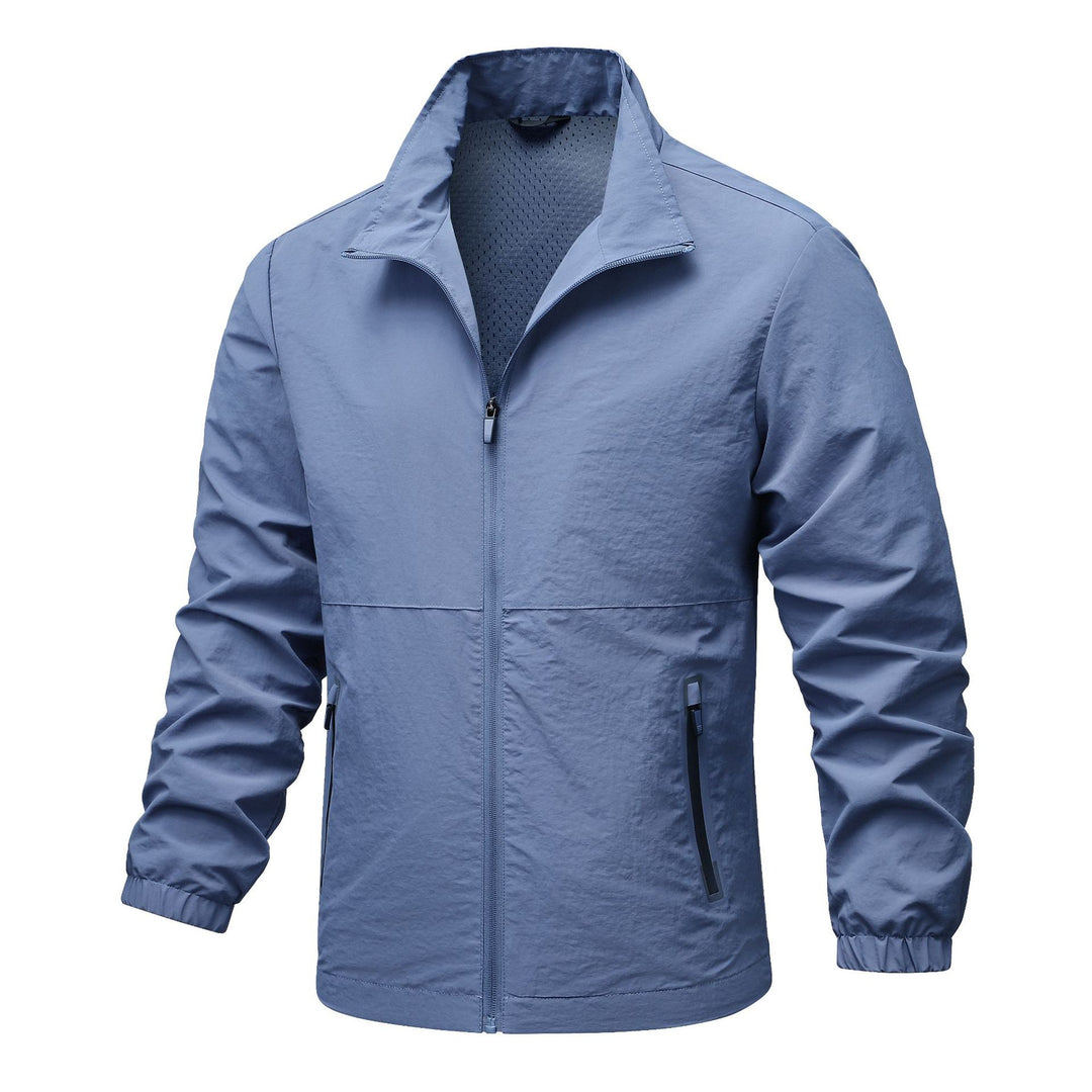 Herren leichte technische Windjacke mit Netzfutter, hohem Stehkragen und Reißverschlusstaschen Drune
