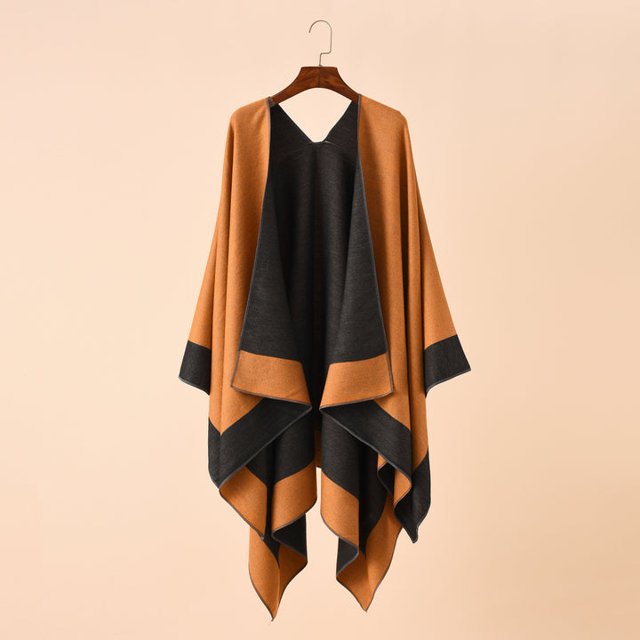 Damen Wendbarer Poncho-Cape aus Kaschmir-Mix mit Oversize-Schnitt Drune
