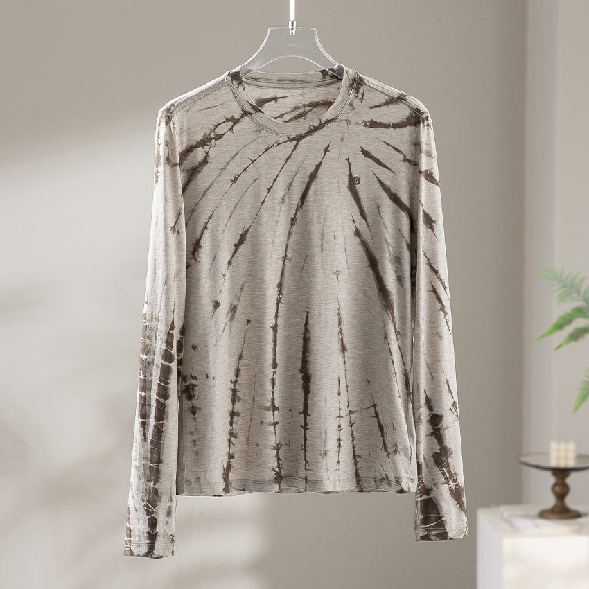 Herren Langärmeliges Batik-Longsleeve mit Slub-Struktur Drune