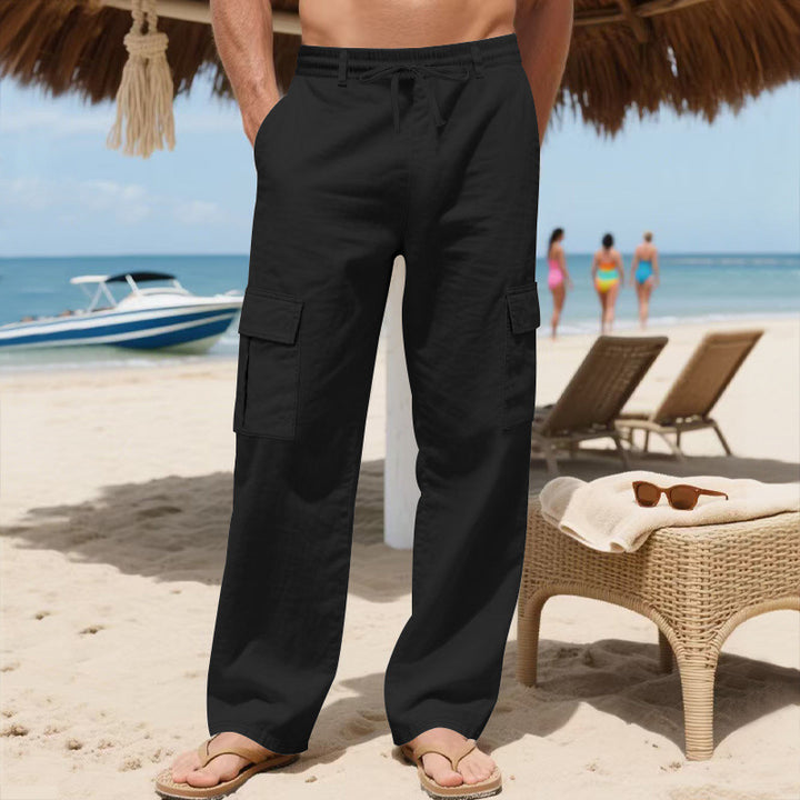Herren Relaxed-Fit Cargo-Strandhose mit elastischem Bund und aufgesetzten Klappentaschen Drune