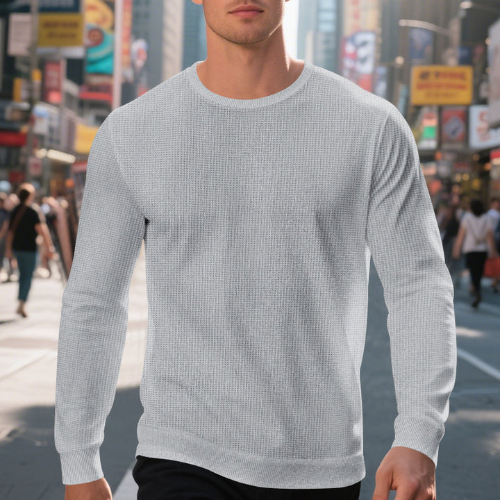 Herren komfortabler Langarmpullover aus atmungsaktivem Material und modernem Strukturdesign Drune