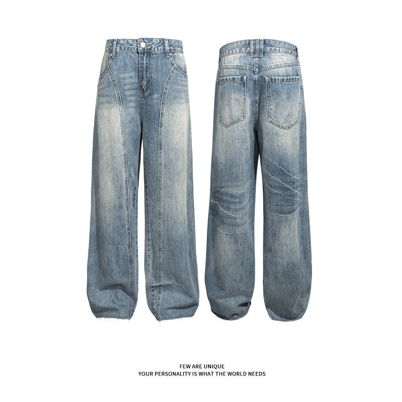 Damen Weitgeschnittene Jeans mit hohem Bund und integriertem Gürtel Drune