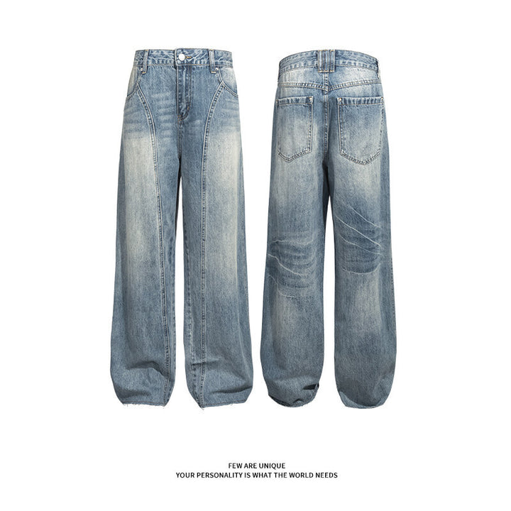 Damen Weitgeschnittene Jeans mit hohem Bund und integriertem Gürtel Drune