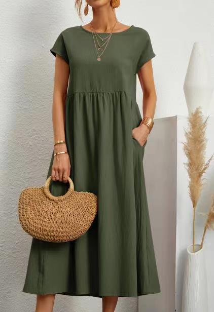 Damen Midikleid mit lässigem Schnitt und seitlichen Taschen Drune