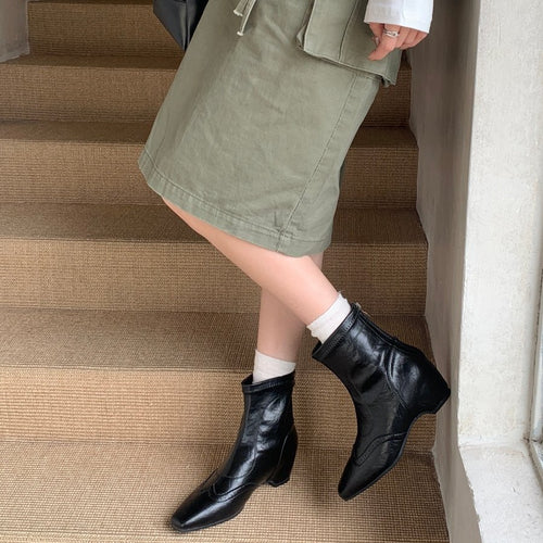 Damen Elegante und bequeme Stiefeletten mit Blockabsatz Drune