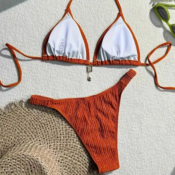 Damen Triangel-Bikini mit gewellter Textur Drune