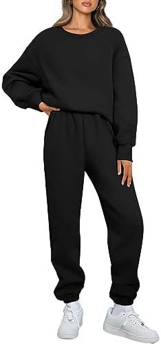 Damen nan Relaxed-Loungewear-Set mit Oversize Rundhals-Sweatshirt und taillierter High-Waist Jogginghose aus French Terry Drune