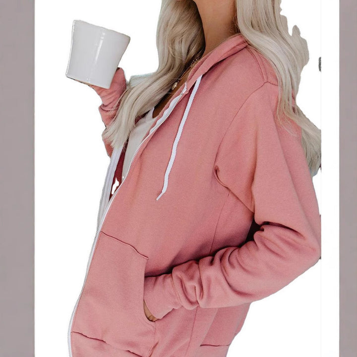 Damen lässige Kapuzenjacke mit praktischen Taschen und durchgehendem Reißverschluss Drune