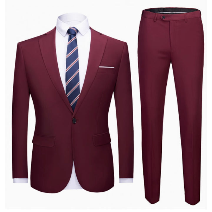 Herren Zweiteiliger Slim-Fit Anzug mit Ein-Knopf-Sakko und schmaler Anzughose Drune
