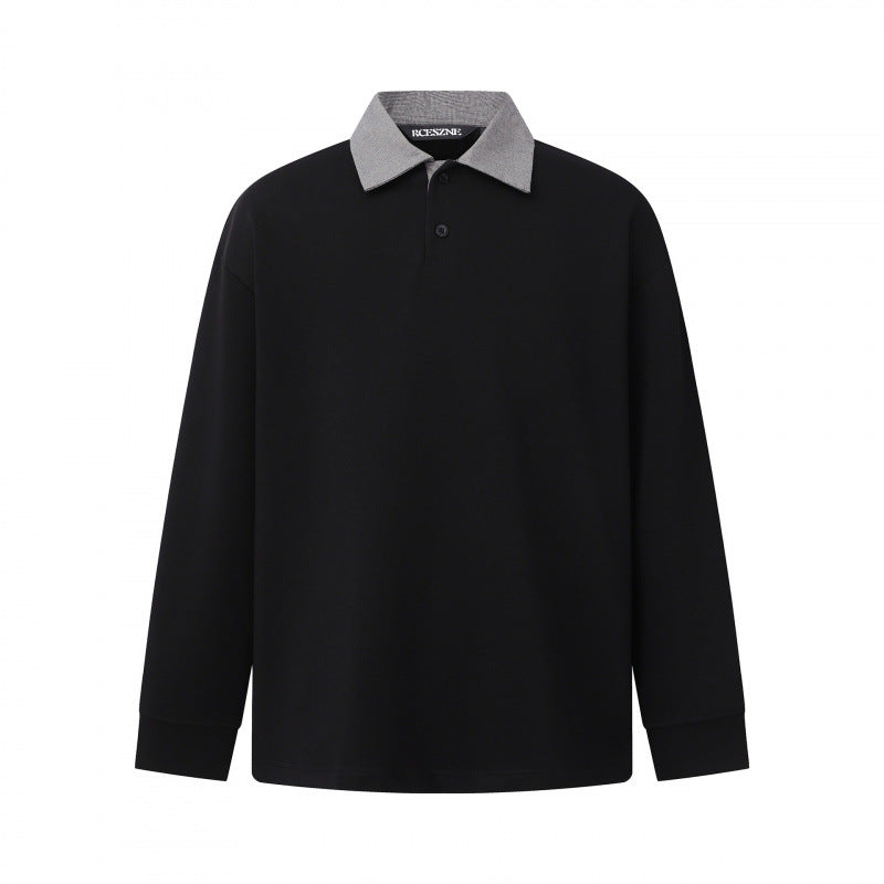 Herren Oversize-Poloshirt im Sweatshirt-Stil mit kontrastierendem Kragen Drune