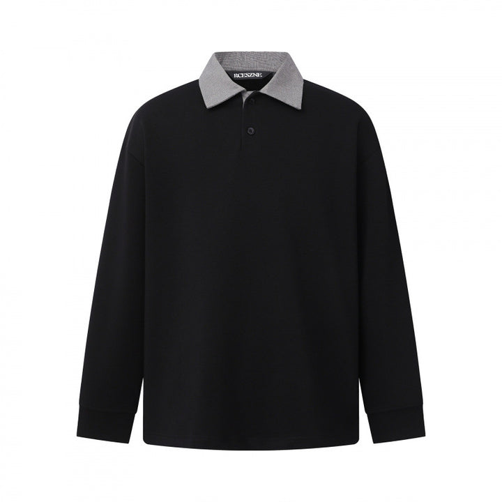 Herren Oversize-Poloshirt im Sweatshirt-Stil mit kontrastierendem Kragen Drune