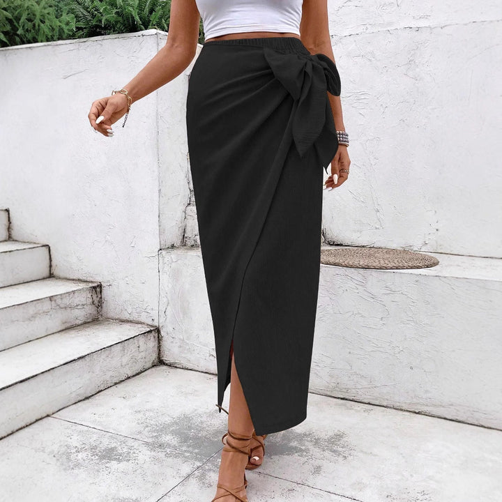 Damen Eleganter Wickelrock mit Schleifendetail Drune