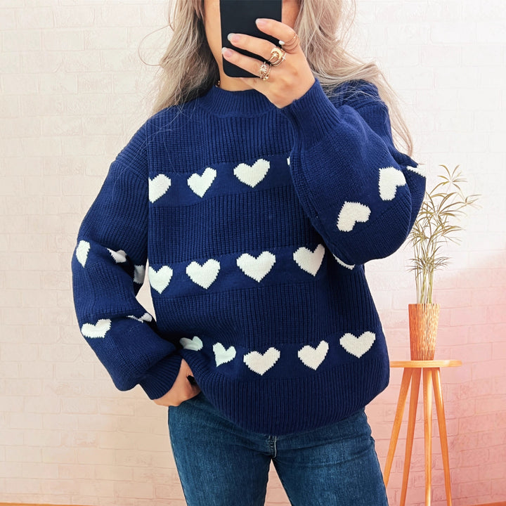 Damen Pullover mit Herzmuster Drune