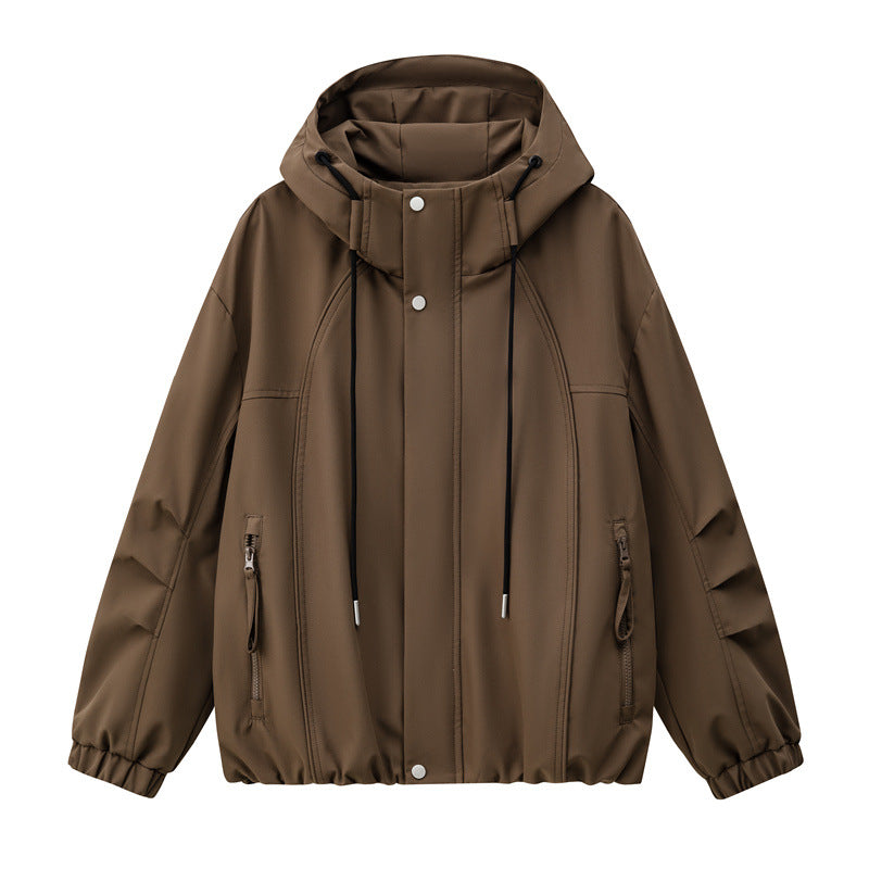 Herren Leichte Kapuzen-Utility-Übergangsjacke mit wasserabweisender Außenhülle und elastischem Saum Drune