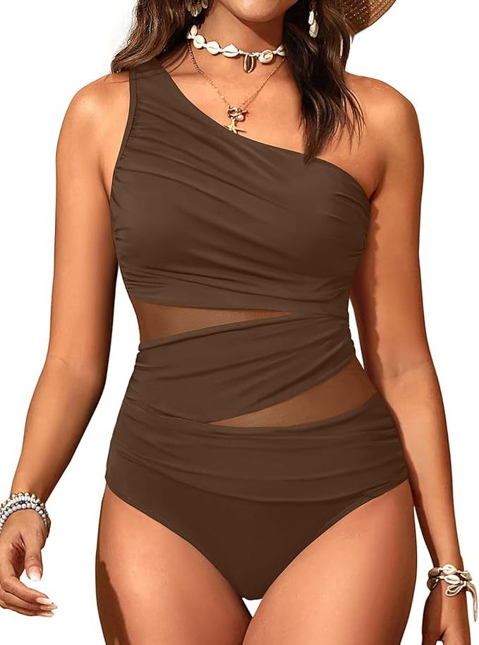 Damen stilvoller Badeanzug mit asymmetrischem Schnitt Drune