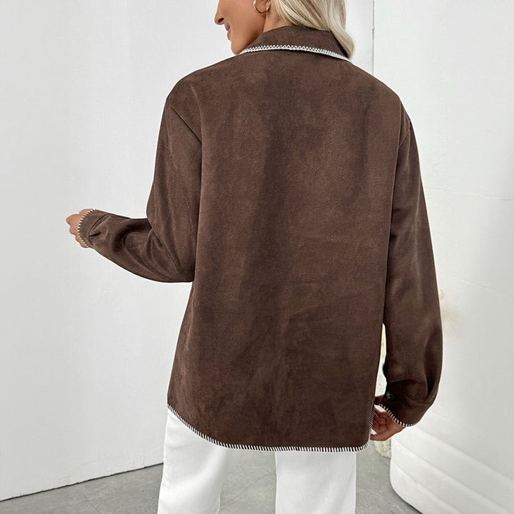 Damen lässige Jacke mit kontrastierendem Näht Drune