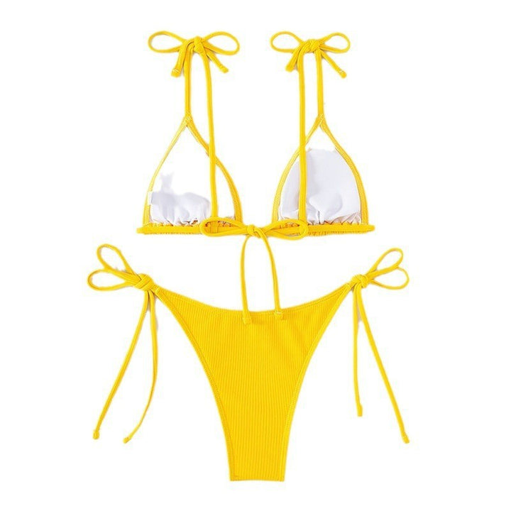 Damen Triangel-Bikini-Set mit verstellbaren Bindebändern und strukturiertem Obermaterial Drune