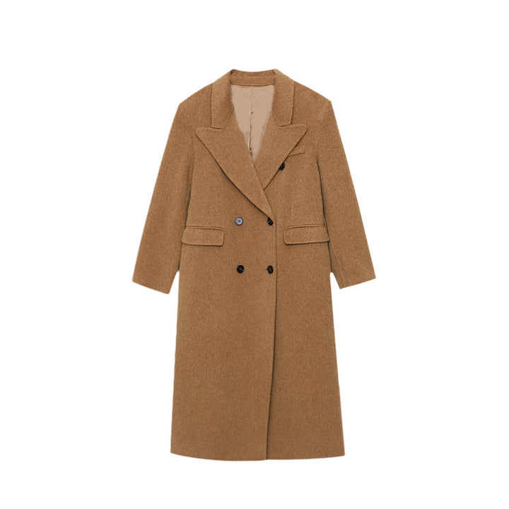 Damen eleganter Wollmantel mit doppelter Knopfleiste und strukturiertem Design Drune
