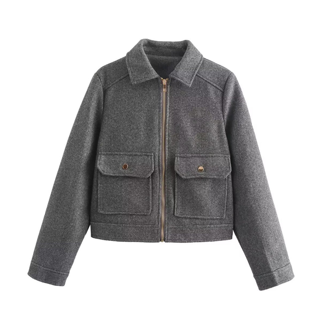 Damen stylische Bomberjacke mit praktischen aufgesetzten Taschen Drune