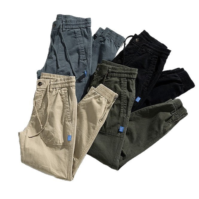 Herren Relaxed-Fit Canvas-Cargo-Jogger mit elastischem Tunnelzugbund, aufgesetzten Fronttaschen und Reißverschluss-Bündchen Drune