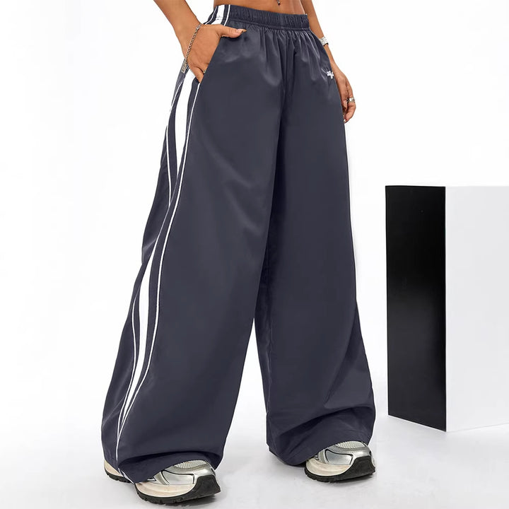 Damen Sportliche Freizeithose mit elastischem Bund und weitem Bein Drune