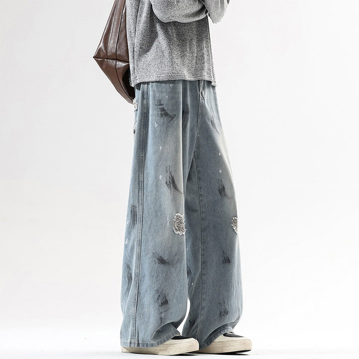 Herren Extraweite Baggy-Jeans im Vintage-Used-Look mit Distressed-Details Drune