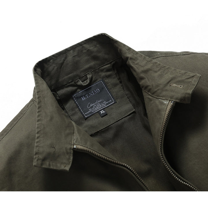 Herren Urbanes Canvas-Blouson mit hochschließendem Stehkragen und verdeckter Zip-Front Drune