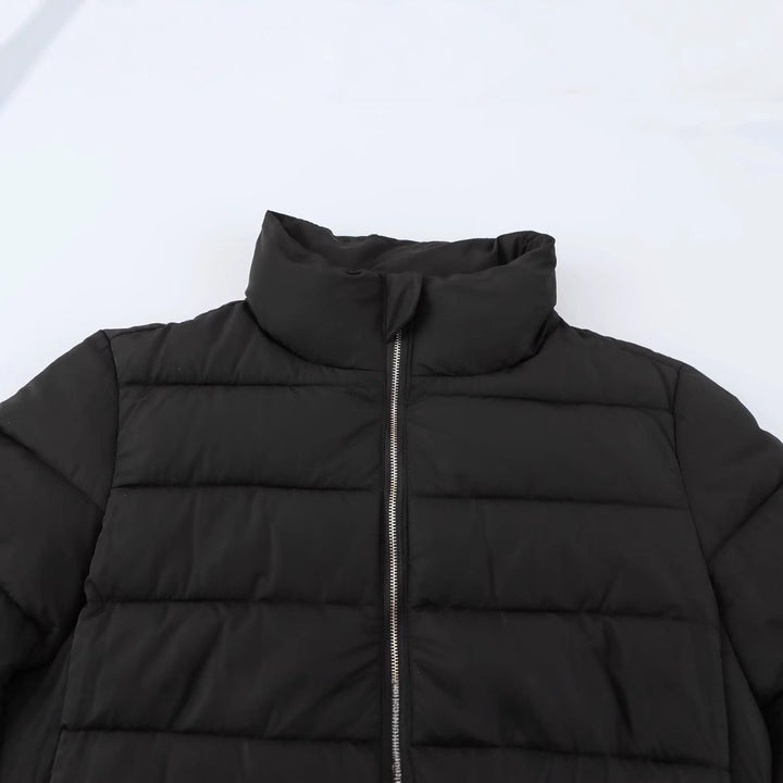 Damen Kurze gesteppte Jacke mit Stehkragen, Reißverschluss und elastischen Bündchen Drune