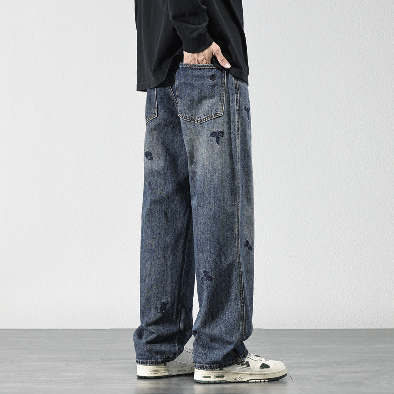 Herren Bequeme und modische Jeans mit Stickereien Drune
