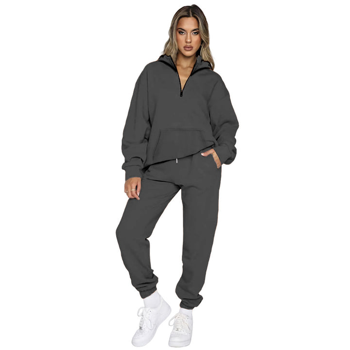 Damen bequemer Sweatanzug mit modernem Reißverschluss und praktischen Taschen Drune