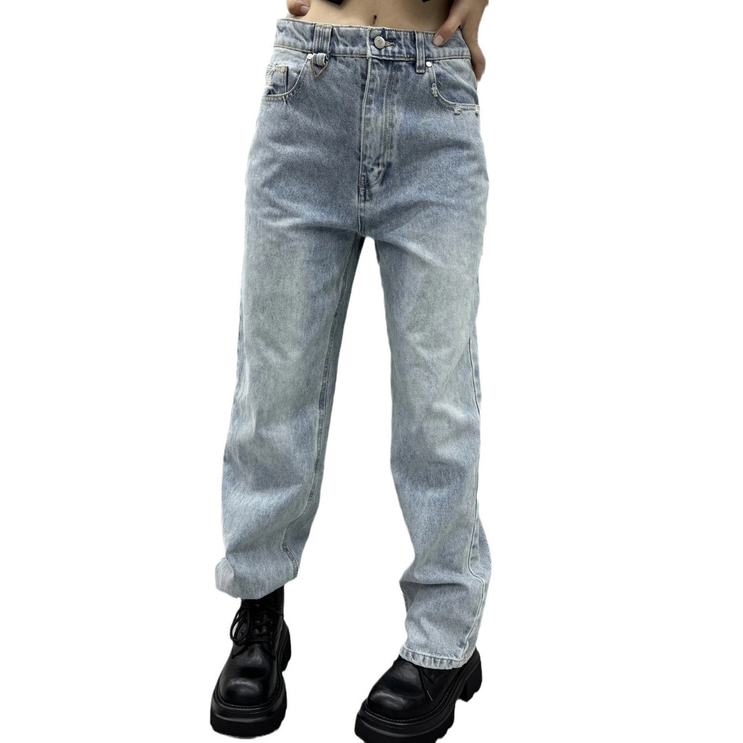 Damen Wide-Leg-Jeans mit Destroyed-Details und hohem Bund Drune