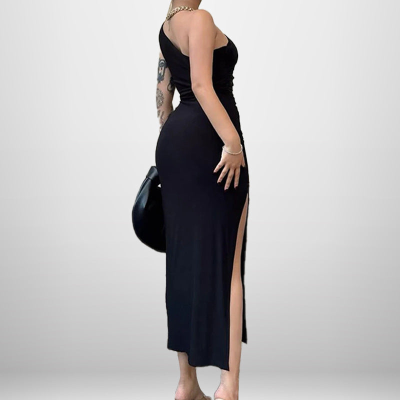 Damen Elegantes Wickelkleid mit asymmetrischem Design und hohem Schlitz Drune