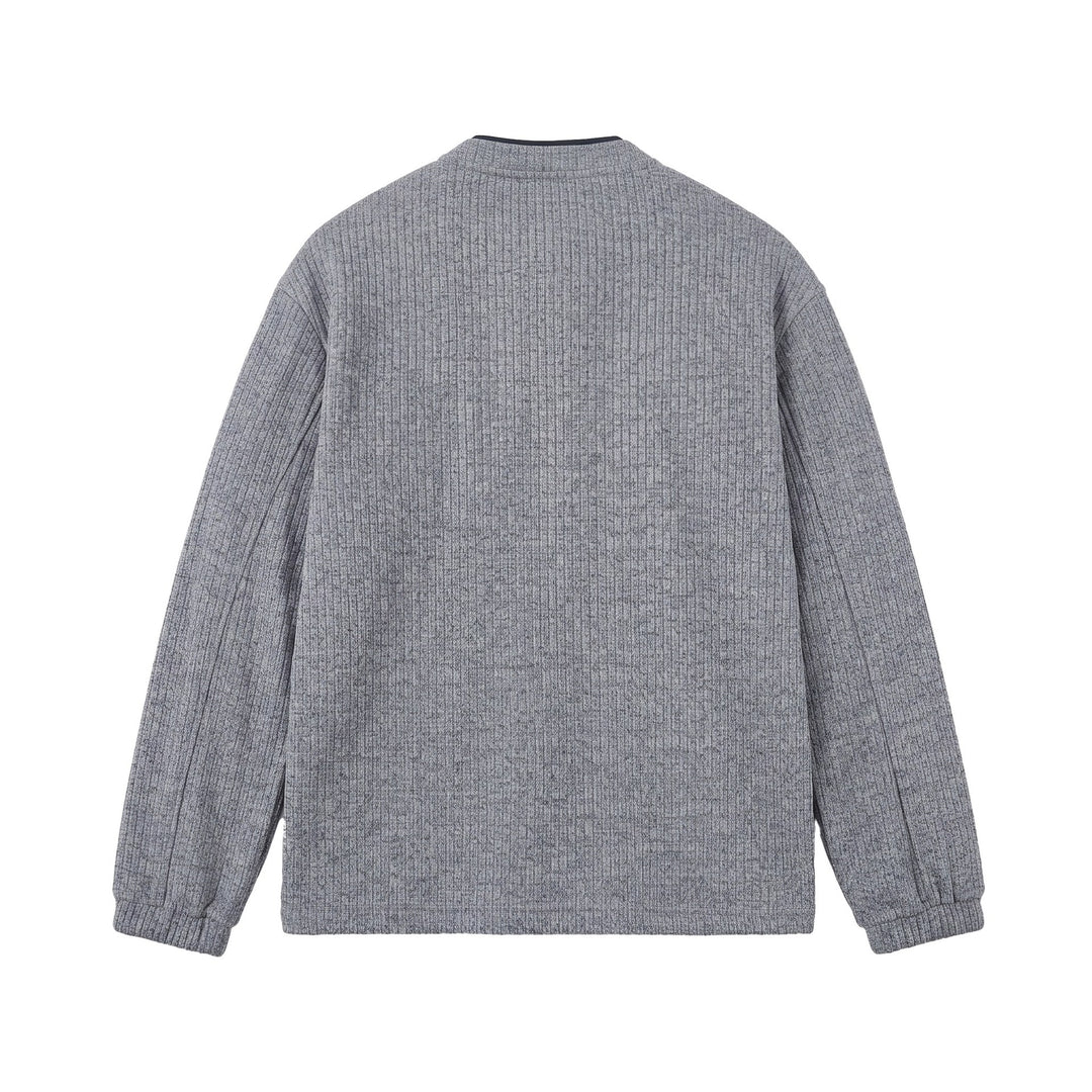 Herren Rippstruktur-Henley-Pullover mit Stehkragen und Knopfleiste Drune