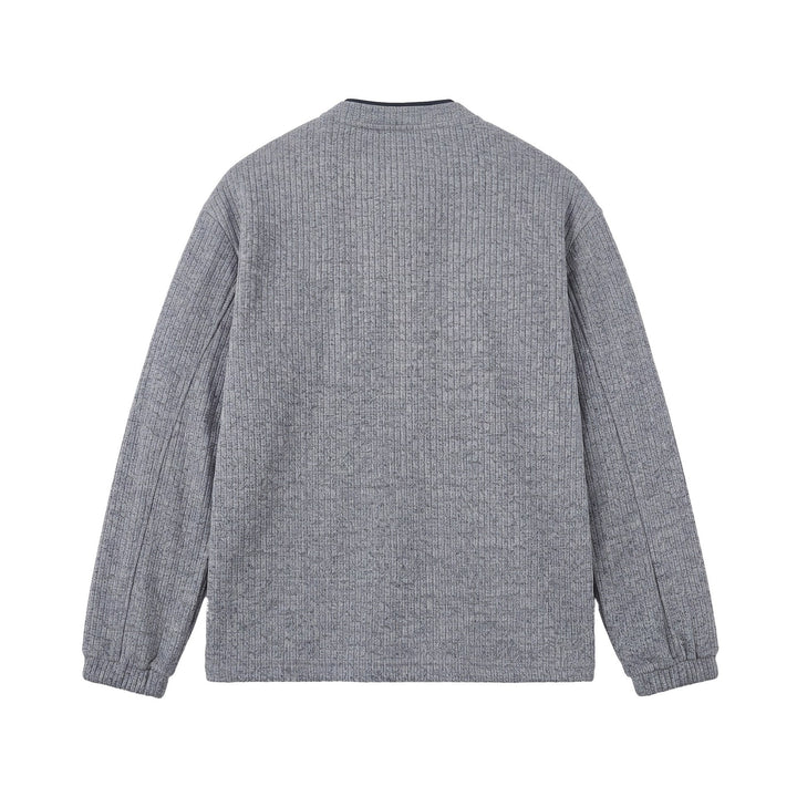 Herren Rippstruktur-Henley-Pullover mit Stehkragen und Knopfleiste Drune
