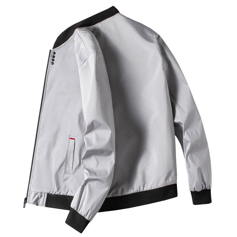 Herren modische Freizeitjacke mit hohem Kragen und seitlichem Reißverschluss Drune